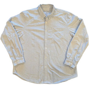 Men's Eddie Bauer XL White & Blue Striped Casual Button Down Shirt